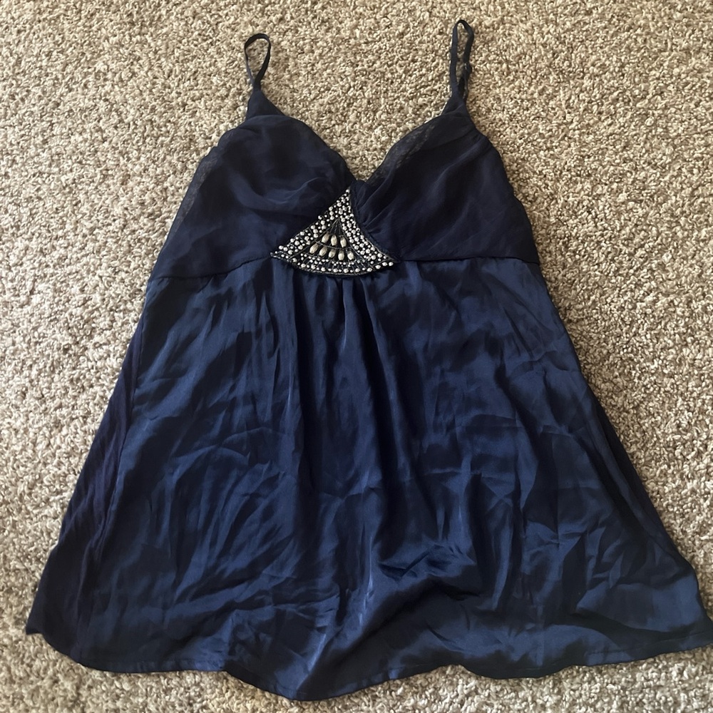 Wet Seal Navy Blue Tank Top with Embellishment